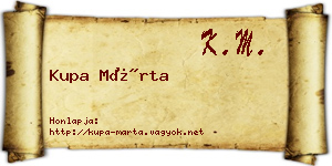 Kupa Márta névjegykártya