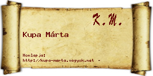 Kupa Márta névjegykártya